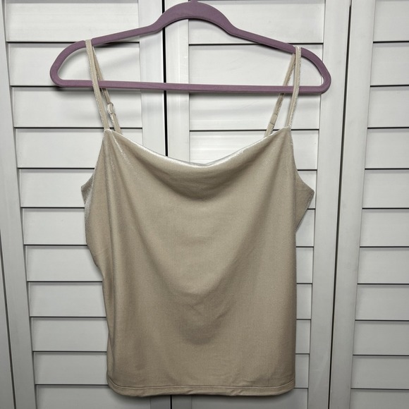 Banana Republic Velvet Cowl Neck Camisole Size Large Crystal Sand NWT - Picture 1 of 10